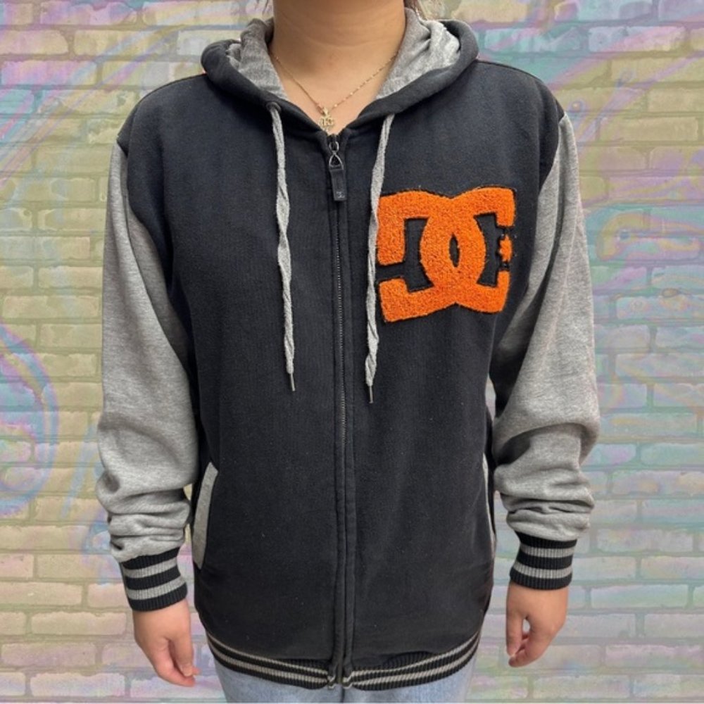 Vintage Y2K DC Shoes Embroidered Fleece Logo Varsity Jacket
